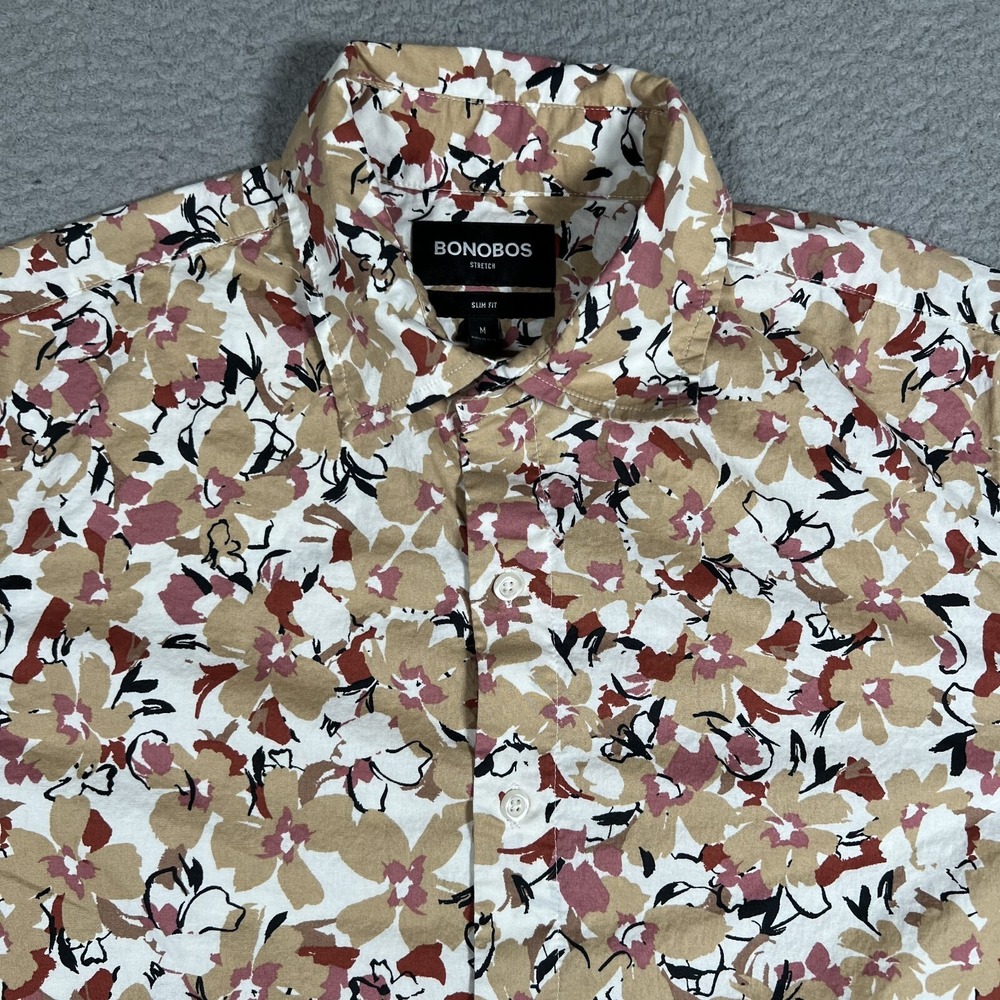 Bonobos Shirt Mens Medium Floral Slim Fit Casual Preppy Button Up Pocket Adult
